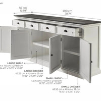 NovaSolo Halifax Contrast Buffetkast 200 cm met 4 deuren en 4 lades | Wit/Zwart - Mooier Thuis