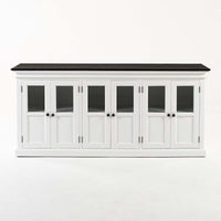 Halifax Contrast Dressoir met 6 glazen deuren 200 cm | Wit/Zwart - Mooier Thuis