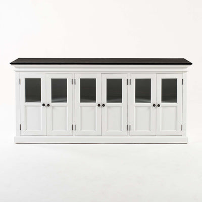 Halifax Contrast Dressoir met 6 glazen deuren 200 cm | Wit/Zwart