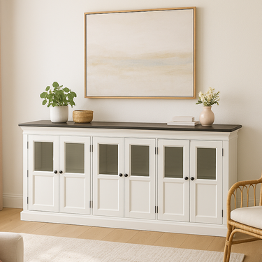 Halifax Contrast Dressoir met 6 glazen deuren 200 cm | Wit/Zwart - afbeelding 15