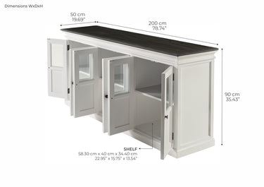 Halifax Contrast Dressoir met 6 glazen deuren 200 cm | Wit/Zwart - afbeelding 2