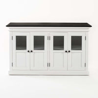 Halifax Contrast Buffetkast met 4 glazen deuren 145 cm | Wit/Zwart - Mooier Thuis
