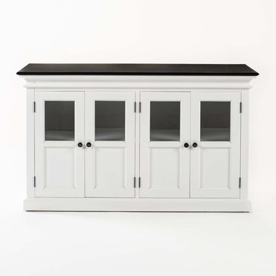 Halifax Contrast Buffetkast met 4 glazen deuren 145 cm | Wit/Zwart