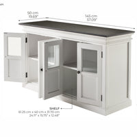 NovaSolo Halifax Contrast Buffetkast met 4 glazen deuren 145 cm | Wit/Zwart - Mooier Thuis
