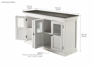 NovaSolo Halifax Contrast Buffetkast met 4 glazen deuren 145 cm | Wit/Zwart - Mooier Thuis
