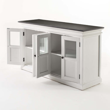 Halifax Contrast Buffetkast met 4 glazen deuren 145 cm | Wit/Zwart - afbeelding 3