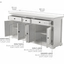 NovaSolo Provence Dressoir 180 cm met 5 deuren | Wit - Mooier Thuis