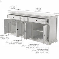 NovaSolo Provence Dressoir 180 cm met 5 deuren | Wit - Mooier Thuis