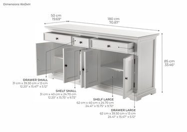 NovaSolo Provence Dressoir 180 cm met 5 deuren | Wit - Mooier Thuis