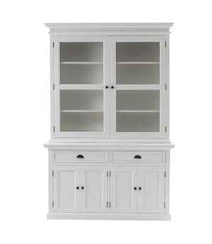 Halifax Vitrinekast met glazen deuren en onderkast 145 cm | Wit