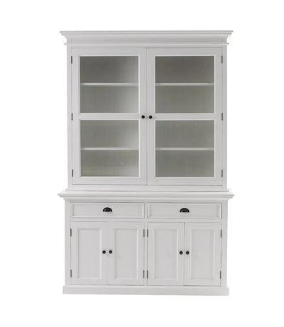 Halifax Vitrinenschrank mit Glastüren und Unterschrank 145 cm | Weiß