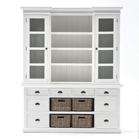 Halifax dressoir met opzetkast en 4 rotan manden | Wit - Mooier Thuis