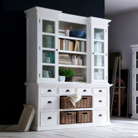 NovaSolo Halifax dressoir met opzetkast en 4 rotan manden | Wit