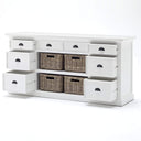 Halifax dressoir met opzetkast en 4 rotan manden | Wit - afbeelding 14