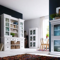 NovaSolo Halifax dressoir met opzetkast en 4 rotan manden | Wit - Mooier Thuis
