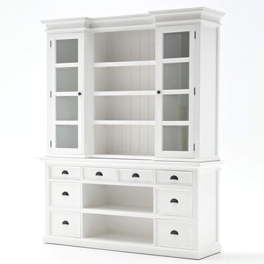Halifax dressoir met opzetkast en 4 rotan manden | Wit - afbeelding 5