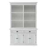 Halifax Buffetkast met opzetkast 6 planken 145 cm - wit - Mooier Thuis