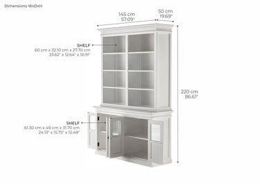Halifax Vitrinekast met 4 glazen deuren | Wit - afbeelding 6