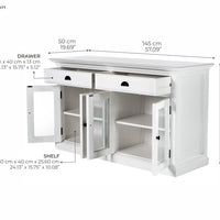 NovaSolo Halifax Buffetkast met glazen deuren 145 cm | Wit - Mooier Thuis