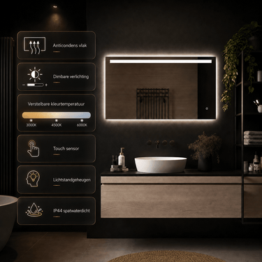 Badkamerspiegel Ambi 100×60 cm met dimbare LED en anticondens