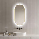 Badkamerspiegel Aurelia 40×80 cm met gouden lijst met dimbare LED en anticondens