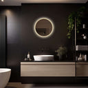 Badkamerspiegel Aurora 50×50 cm met gouden lijst met dimbare LED en anticondens