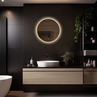 Rond badkamerspiegel Aurora 60×60 cm met LED-verlichting rondom met gouden lijst