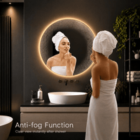 Badkamerspiegel Aurora 50×50 cm met gouden lijst met dimbare LED en anticondens