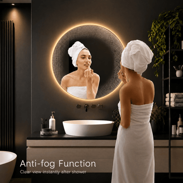 Badkamerspiegel Aurora 80×80 cm met gouden lijst met dimbare LED en anticondens