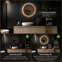 Badkamerspiegel Aurora 60×60 cm met gouden lijst met dimbare LED en anticondens