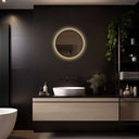 Rond badkamerspiegel Ilona 50×50 cm met LED-verlichting rondom met zwarte lijst
