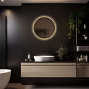 Rond badkamerspiegel Ilona 60×60 cm met LED-verlichting rondom met zwarte lijst