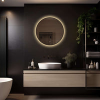 Rond badkamerspiegel Ilona 70×70 cm met LED-verlichting rondom met zwarte lijst