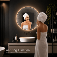 Badkamerspiegel Ilona 100×100 cm met zwarte lijst met dimbare LED en anticondens
