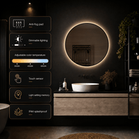 Badkamerspiegel Ilona 50×50 cm met zwarte lijst met dimbare LED en anticondens