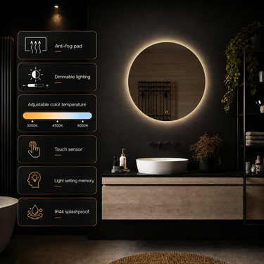 Badkamerspiegel Lena 70×70 cm met dimbare LED en anticondens