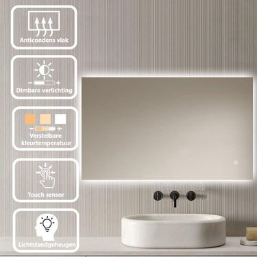Badkamerspiegel Livorno 100×60 cm met dimbare LED en anticondens
