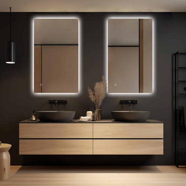 Badkamerspiegel Sorento 100×60 cm met zwarte lijst met dimbare LED en anticondens