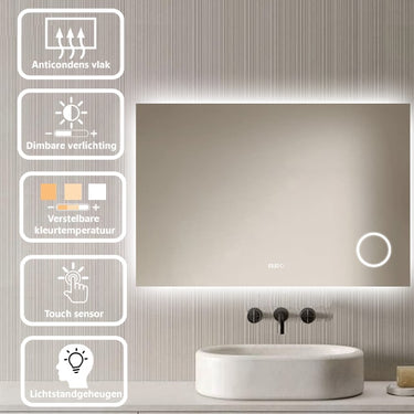 Badkamerspiegel Lorina 120×80 cm met dimbare LED en anticondens