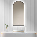 Badkamerspiegel Marrakech 45×100 cm met zwarte lijst met dimbare LED en anticondens