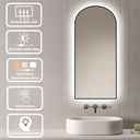 Badkamerspiegel Marrakech 45×100 cm met zwarte lijst met dimbare LED en anticondens