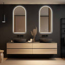 Badkamerspiegel Medina 45×100 cm met gouden lijst met dimbare LED en anticondens