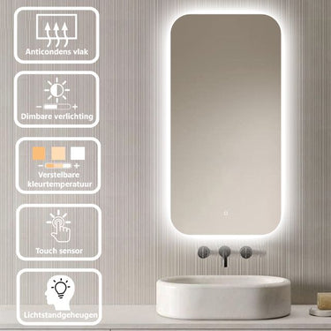 Badkamerspiegel Moderna 50×100 cm met dimbare LED en anticondens