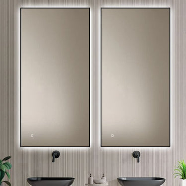 Badkamerspiegel Sorento 120×60 cm met zwarte lijst met dimbare LED en anticondens