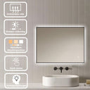 Badkamerspiegel Sorento 80×60 cm met zwarte lijst met dimbare LED en anticondens