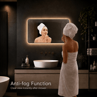 Badkamerspiegel Valencia 100×60 cm met zwarte lijst met dimbare LED en anticondens