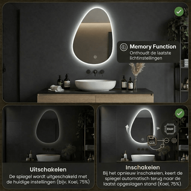 Badkamerspiegel Venus 60×90 cm met dimbare LED en anticondens