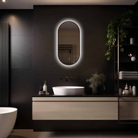 Ovaal badkamerspiegel Vienna 40×80 cm met LED-verlichting rondom met zwarte lijst