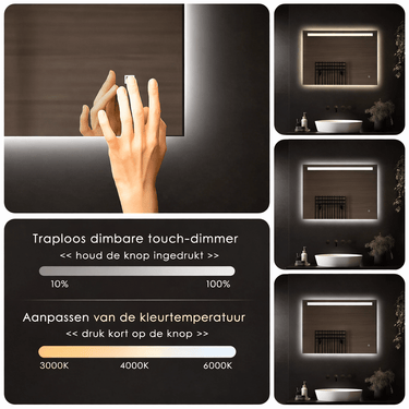 Badkamerspiegel Ambi 120×60 cm met dimbare LED en anticondens