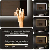 Badkamerspiegel Marbella 100×60 cm met gouden lijst met dimbare LED en anticondens